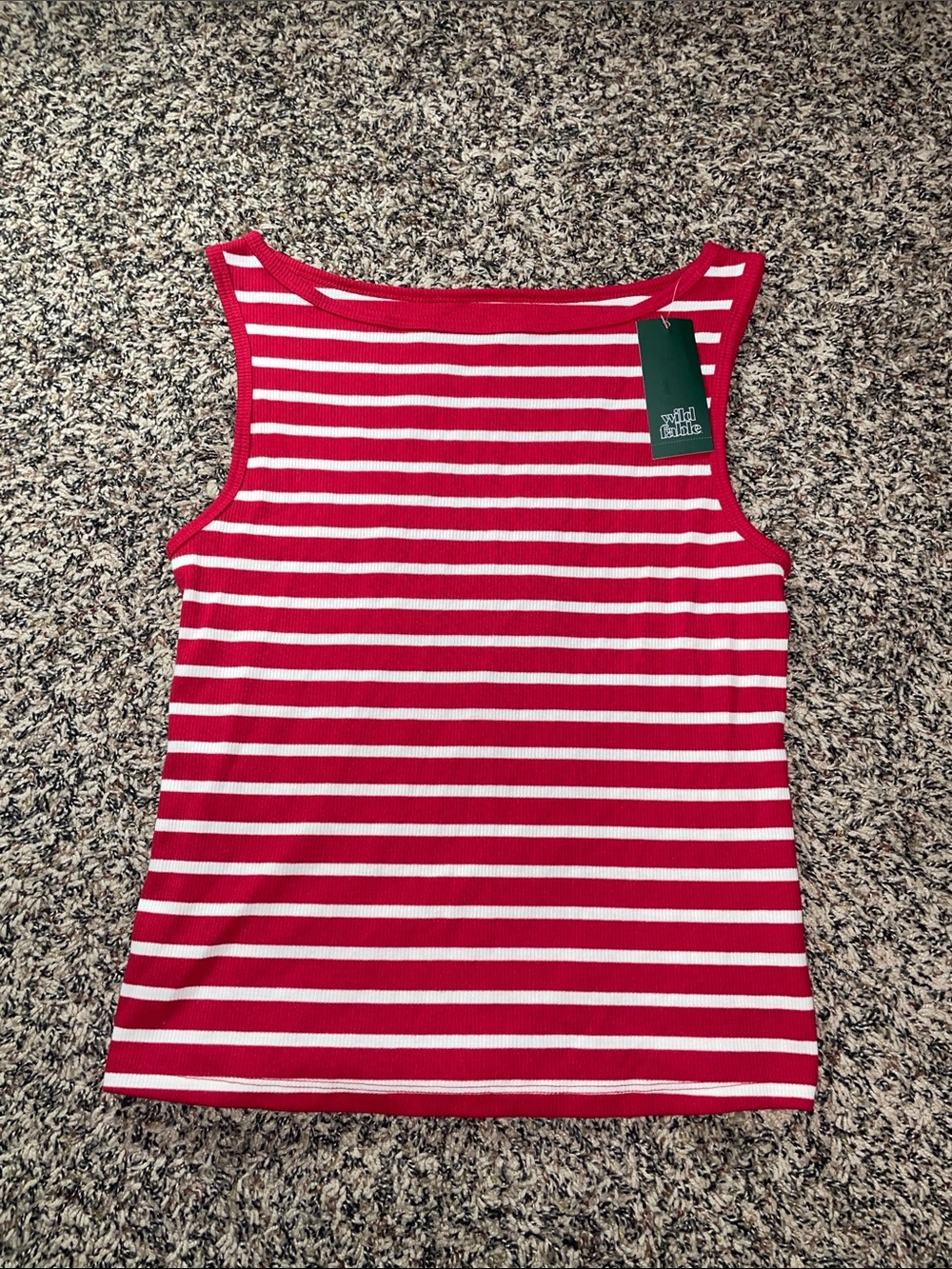 wild fable Red and White Striped Ribbed Tank Size Large | NWT
